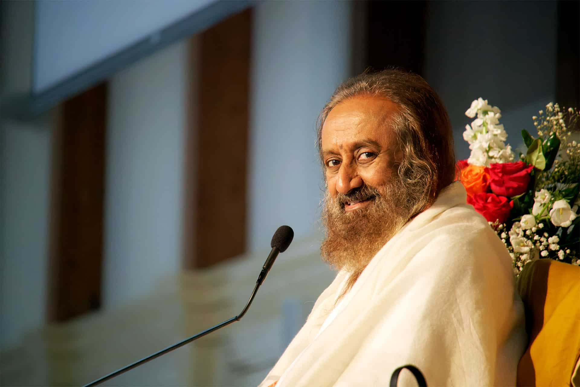 Gurudev Sri Sri Ravi Shankar giving his new year message during the celebrations in Boone