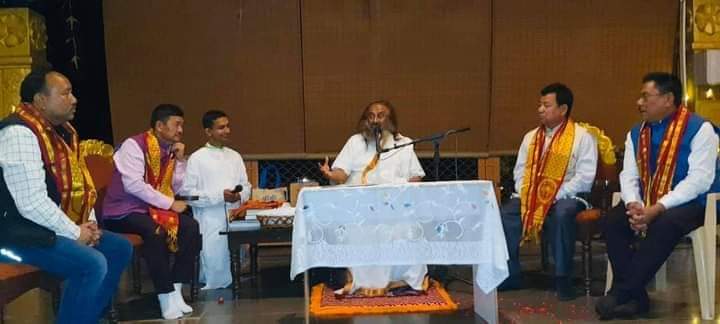 Karbi Anglong Association) meeting Gurudev Sri Sri Ravi Shankar at the Bengaluru ashram
