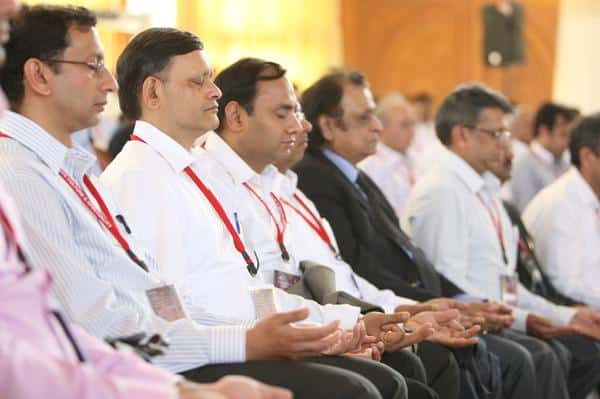 Corporate Culture & Spirituality Delegates and Speakers in meditation